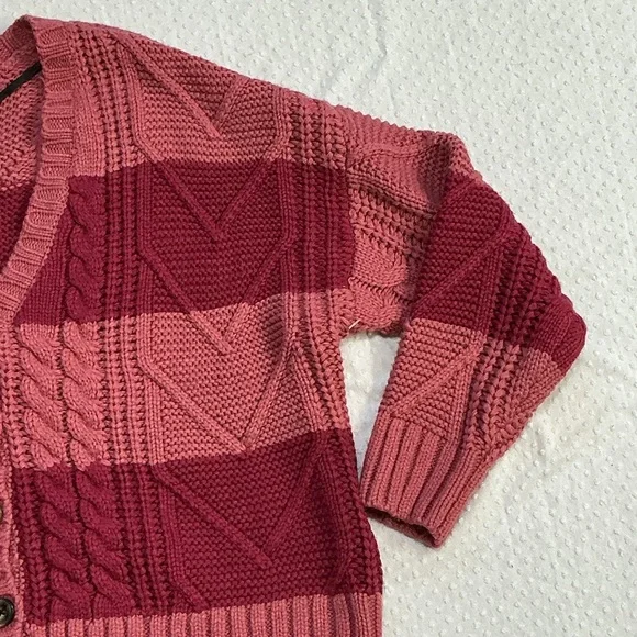 Torrid Two-Tone Pink Cable Cardigan V-neck Sweater 00 Large - Picture 5 of 7